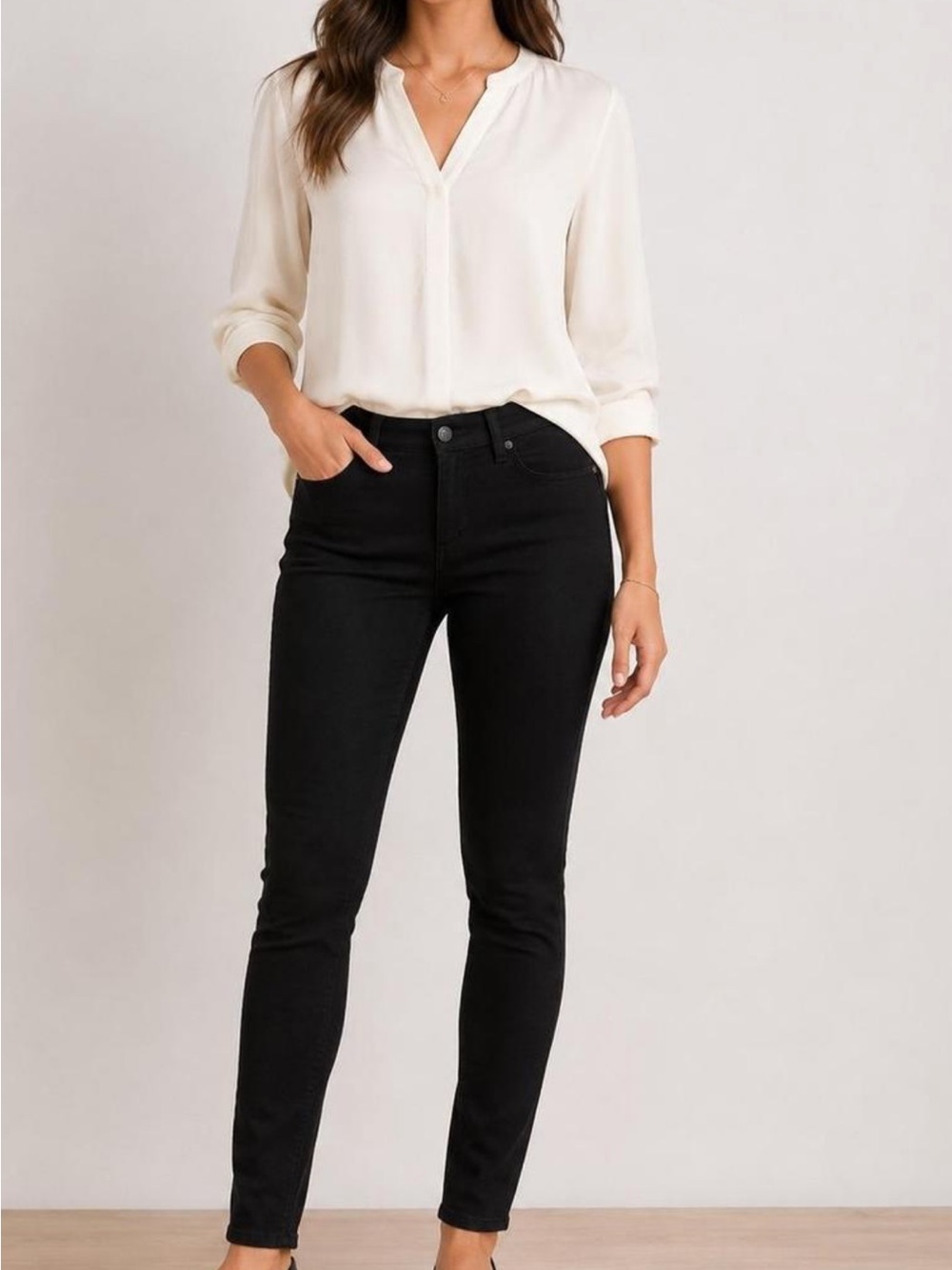 LOFT Classic High-Rise Black Skinny Jeans for Women